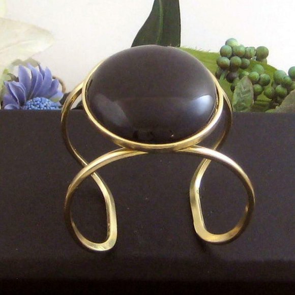 Fashion Jewelry Jewelry - Fashion Jewelry Massive black oval Cuff goldtone